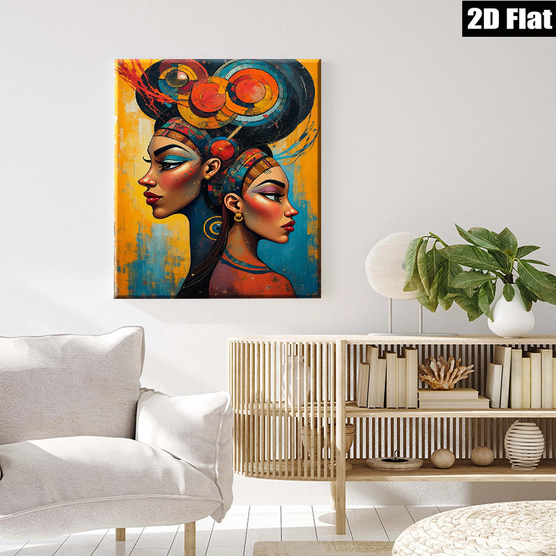 2D flat 1pc Majestic Dual Portrait Modern Wall Art Living Room Bedroom Decor Gallery Wrapped Canvas Prints Contemporary Home Accents Stylish Interior Design