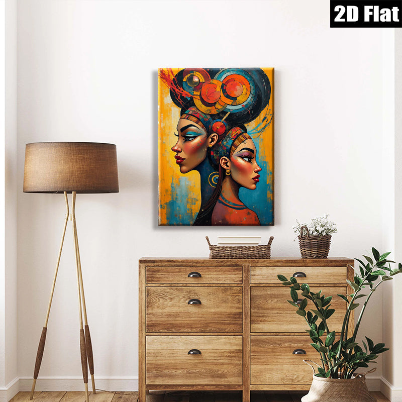 2D flat 1pc Majestic Dual Portrait Modern Wall Art Living Room Bedroom Decor Gallery Wrapped Canvas Prints Contemporary Home Accents Stylish Interior Design