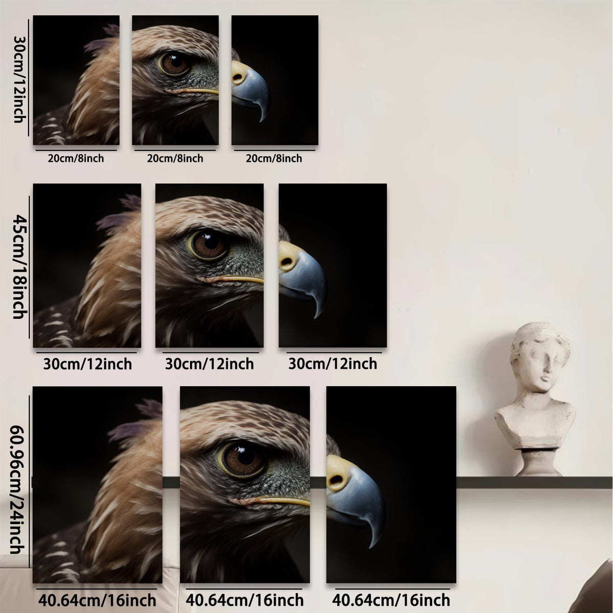 2D flat 1pc Majestic Eagle Portrait Wall Art Living Room Bedroom Home Decor Canvas Prints Modern Farmhouse Rustic Gallery Wrapped Artwork Ready to Hang Inspirational Wildlife Photography