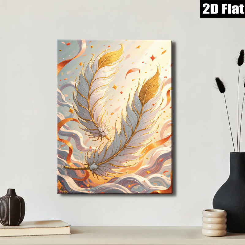 2D flat 1pc Majestic Eastern Dragon Feather Wall Art Canvas Prints For Living Room Bedroom Home Decor Modern Farmhouse Style Gallery Wrapped Ready To Hang