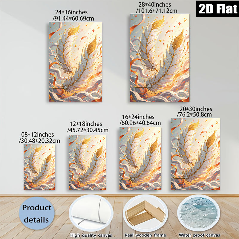 2D flat 1pc Majestic Eastern Dragon Feather Wall Art Canvas Prints For Living Room Bedroom Home Decor Modern Farmhouse Style Gallery Wrapped Ready To Hang