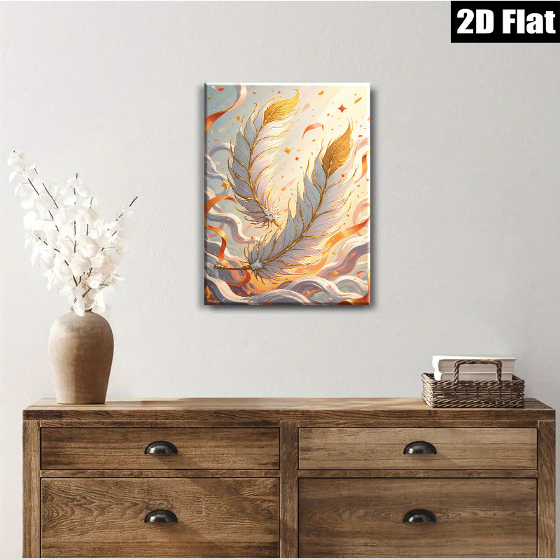 2D flat 1pc Majestic Eastern Dragon Feather Wall Art Canvas Prints For Living Room Bedroom Home Decor Modern Farmhouse Style Gallery Wrapped Ready To Hang