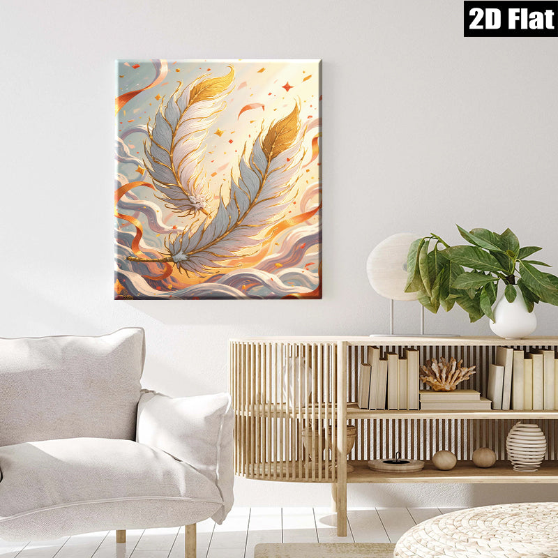 2D flat 1pc Majestic Eastern Dragon Feather Wall Art Canvas Prints For Living Room Bedroom Home Decor Modern Farmhouse Style Gallery Wrapped Ready To Hang