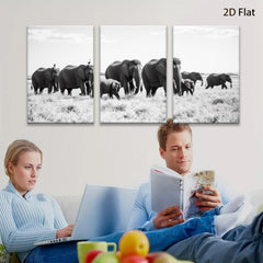 2D flat 1pc Majestic Elephant Family Crossing Savannah Grassland Wall Art Prints for Living Room Bedroom Modern Farmhouse Decor Gallery Wrapped Canvas Prints