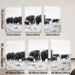 2D flat 1pc Majestic Elephant Family Crossing Savannah Grassland Wall Art Prints for Living Room Bedroom Modern Farmhouse Decor Gallery Wrapped Canvas Prints