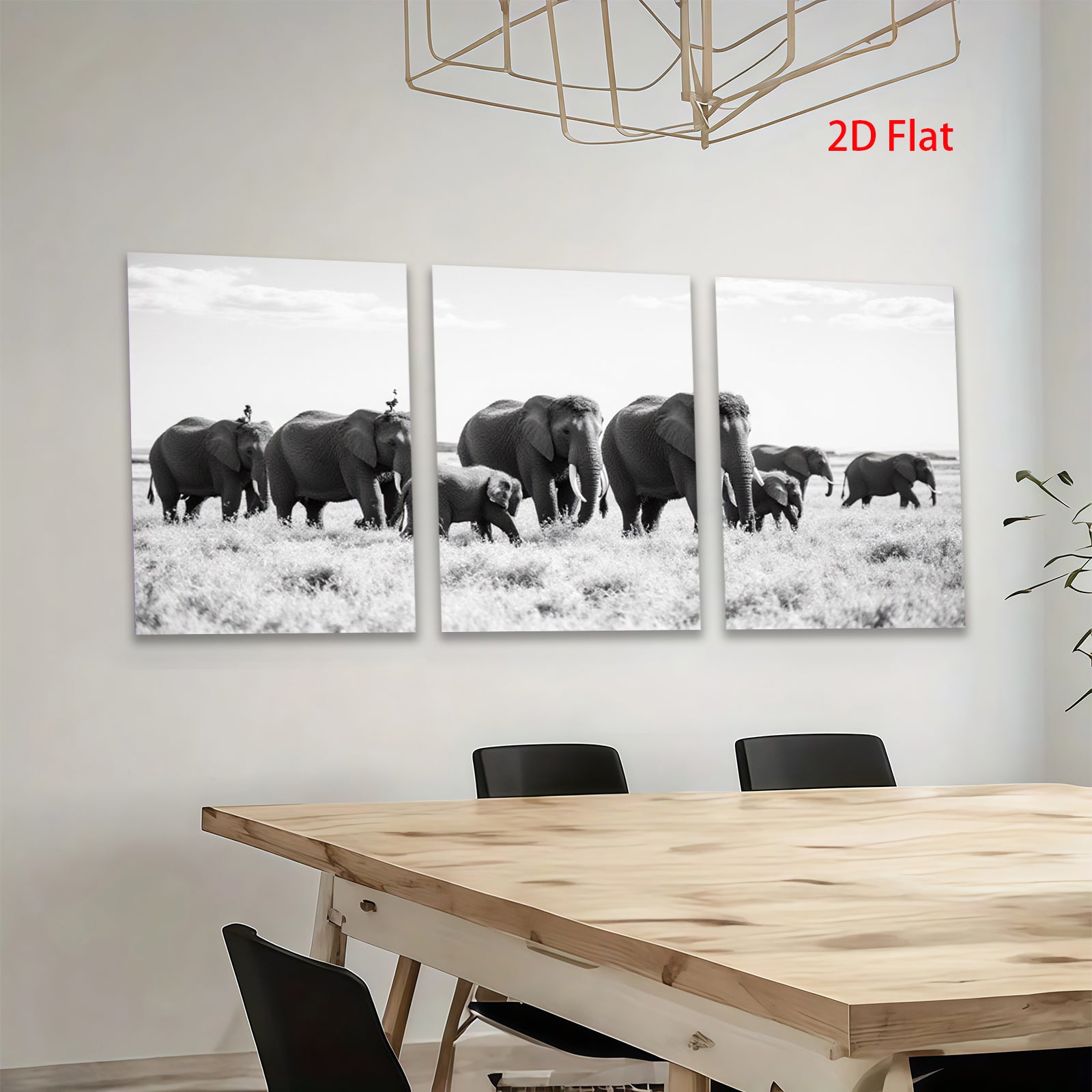 2D flat 1pc Majestic Elephant Family Crossing Savannah Grassland Wall Art Prints for Living Room Bedroom Modern Farmhouse Decor Gallery Wrapped Canvas Prints