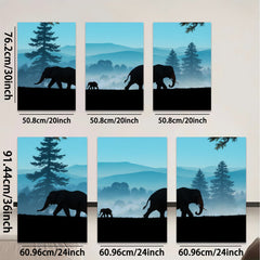 2D flat 1pc Majestic Elephant Family Silhouette Canvas Wall Art for Living Room Bedroom Home Decor Farmhouse Style Gallery Wrapped Ready to Hang