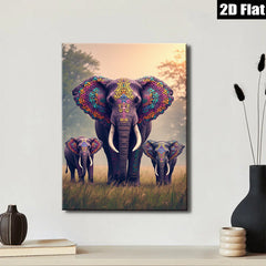 2D flat 1pc Majestic Elephant Family Wall Art Canvas Prints Living Room Bedroom Decor Farmhouse Style Gallery Wrapped Pictures Ready To Hang Modern Artwork