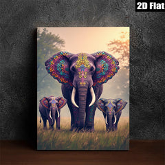 2D flat 1pc Majestic Elephant Family Wall Art Canvas Prints Living Room Bedroom Decor Farmhouse Style Gallery Wrapped Pictures Ready To Hang Modern Artwork