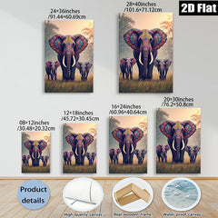 2D flat 1pc Majestic Elephant Family Wall Art Canvas Prints Living Room Bedroom Decor Farmhouse Style Gallery Wrapped Pictures Ready To Hang Modern Artwork