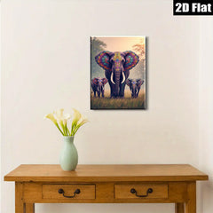 2D flat 1pc Majestic Elephant Family Wall Art Canvas Prints Living Room Bedroom Decor Farmhouse Style Gallery Wrapped Pictures Ready To Hang Modern Artwork