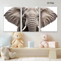 2D flat 1pc Majestic Elephant Head Portrait Wall Art Canvas Prints for Living Room Bedroom Decor Farmhouse Style Modern Gallery Wrapped Ready to Hang