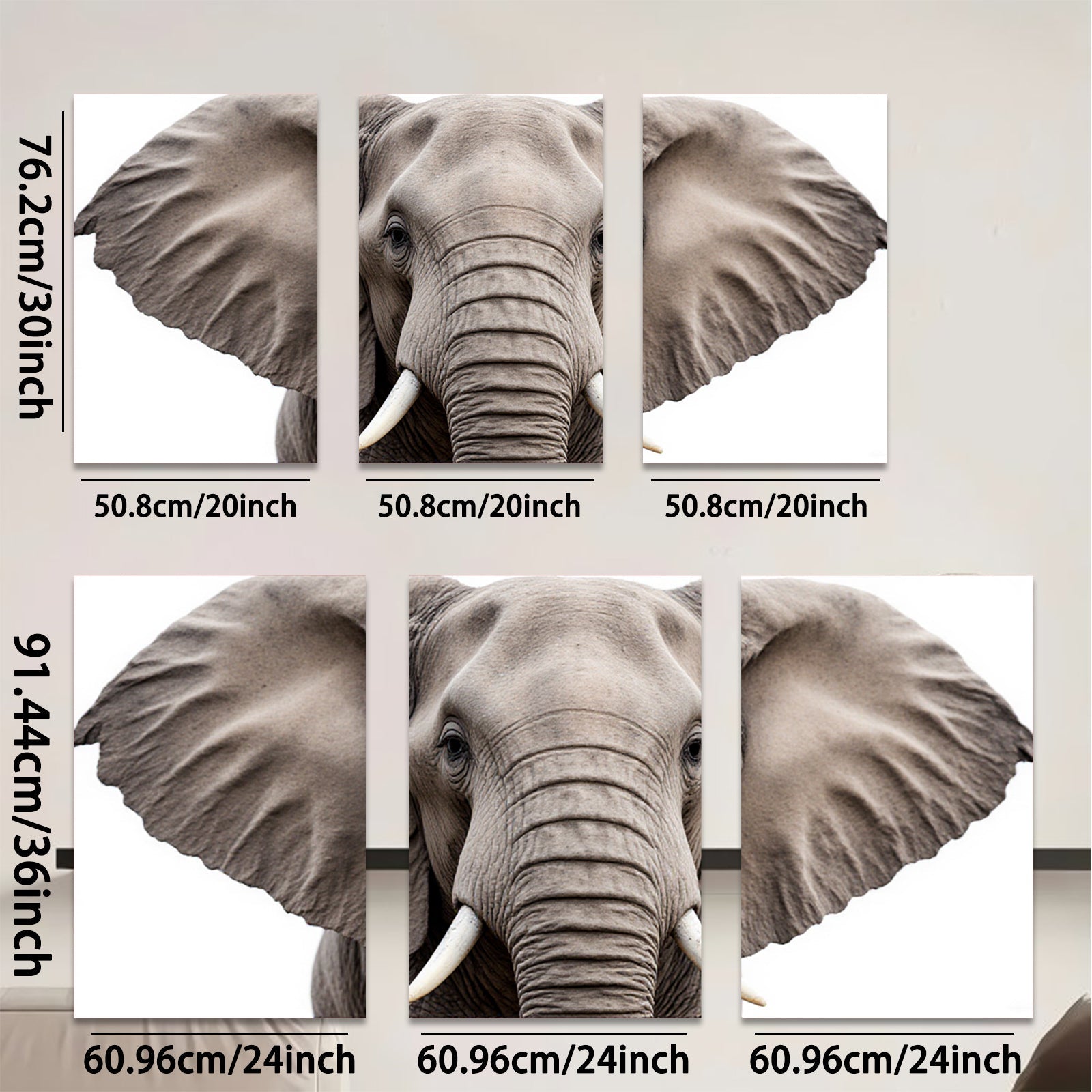 2D flat 1pc Majestic Elephant Head Portrait Wall Art Canvas Prints for Living Room Bedroom Decor Farmhouse Style Modern Gallery Wrapped Ready to Hang