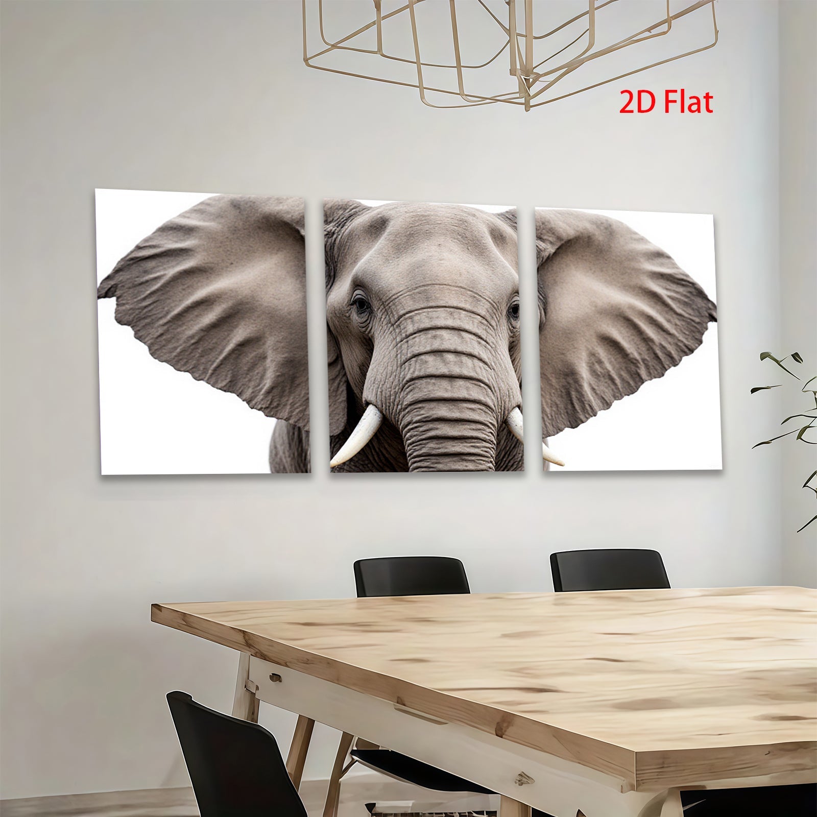 2D flat 1pc Majestic Elephant Head Portrait Wall Art Canvas Prints for Living Room Bedroom Decor Farmhouse Style Modern Gallery Wrapped Ready to Hang
