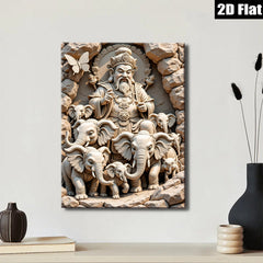 2D flat 1pc Majestic Elephant King Portrait Wall Art Decor Living Room Bedroom Gallery Wrapped Canvas Prints Modern Farmhouse Rustic Coastal Home Decor