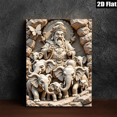 2D flat 1pc Majestic Elephant King Portrait Wall Art Decor Living Room Bedroom Gallery Wrapped Canvas Prints Modern Farmhouse Rustic Coastal Home Decor