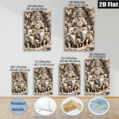 2D flat 1pc Majestic Elephant King Portrait Wall Art Decor Living Room Bedroom Gallery Wrapped Canvas Prints Modern Farmhouse Rustic Coastal Home Decor