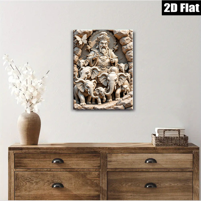 2D flat 1pc Majestic Elephant King Portrait Wall Art Decor Living Room Bedroom Gallery Wrapped Canvas Prints Modern Farmhouse Rustic Coastal Home Decor