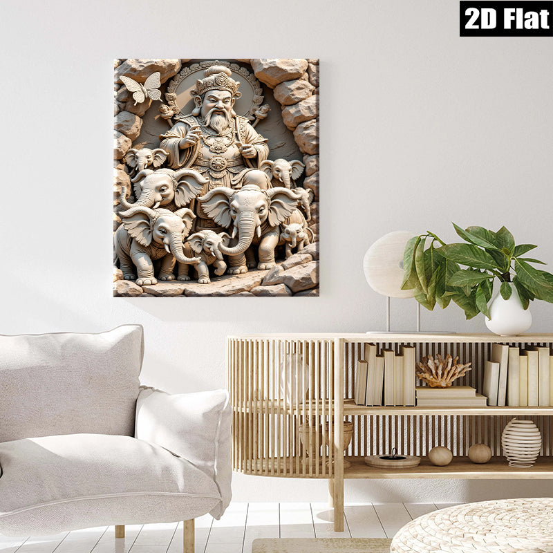 2D flat 1pc Majestic Elephant King Portrait Wall Art Decor Living Room Bedroom Gallery Wrapped Canvas Prints Modern Farmhouse Rustic Coastal Home Decor
