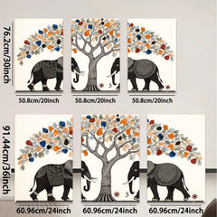 2D flat 1pc Majestic Elephant Pair Under Blooming Tree Wall Art Decor Living Room Bedroom Gallery Wrapped Canvas Prints Modern Farmhouse Style Home Decorations