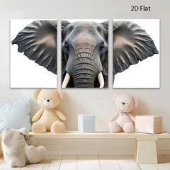 2D flat 1pc Majestic Elephant Portrait Wildlife Art Canvas Wall Decor Living Room Bedroom Modern Farmhouse Gallery Wrapped Timeless Art