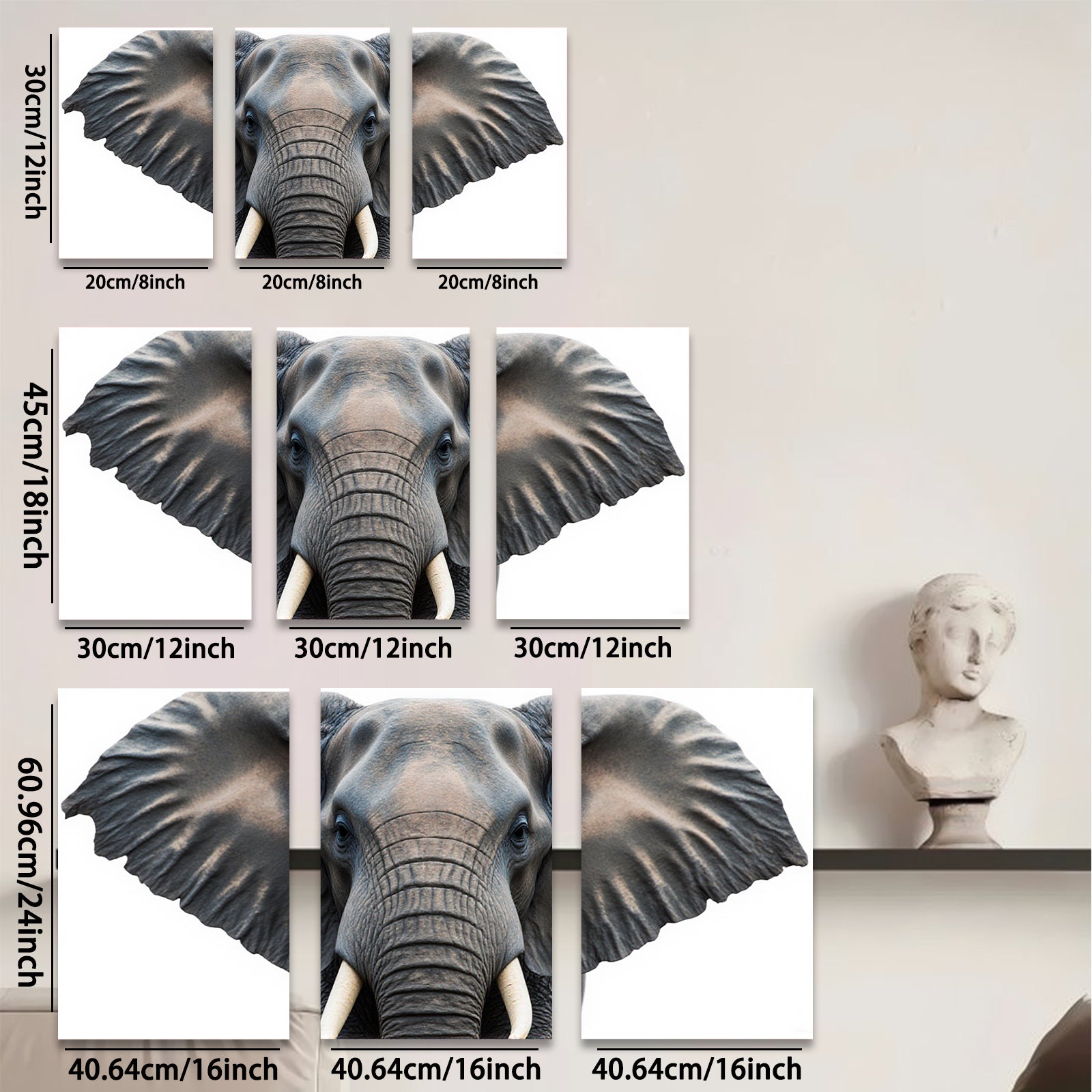 2D flat 1pc Majestic Elephant Portrait Wildlife Art Canvas Wall Decor Living Room Bedroom Modern Farmhouse Gallery Wrapped Timeless Art