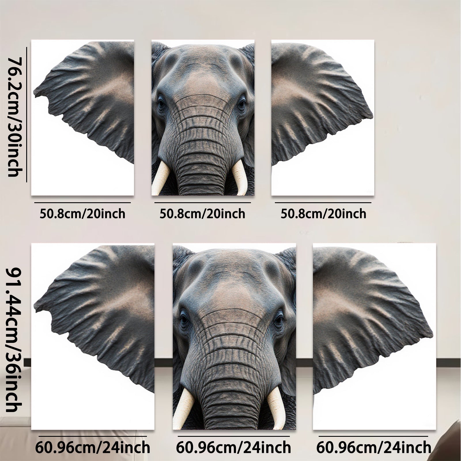 2D flat 1pc Majestic Elephant Portrait Wildlife Art Canvas Wall Decor Living Room Bedroom Modern Farmhouse Gallery Wrapped Timeless Art
