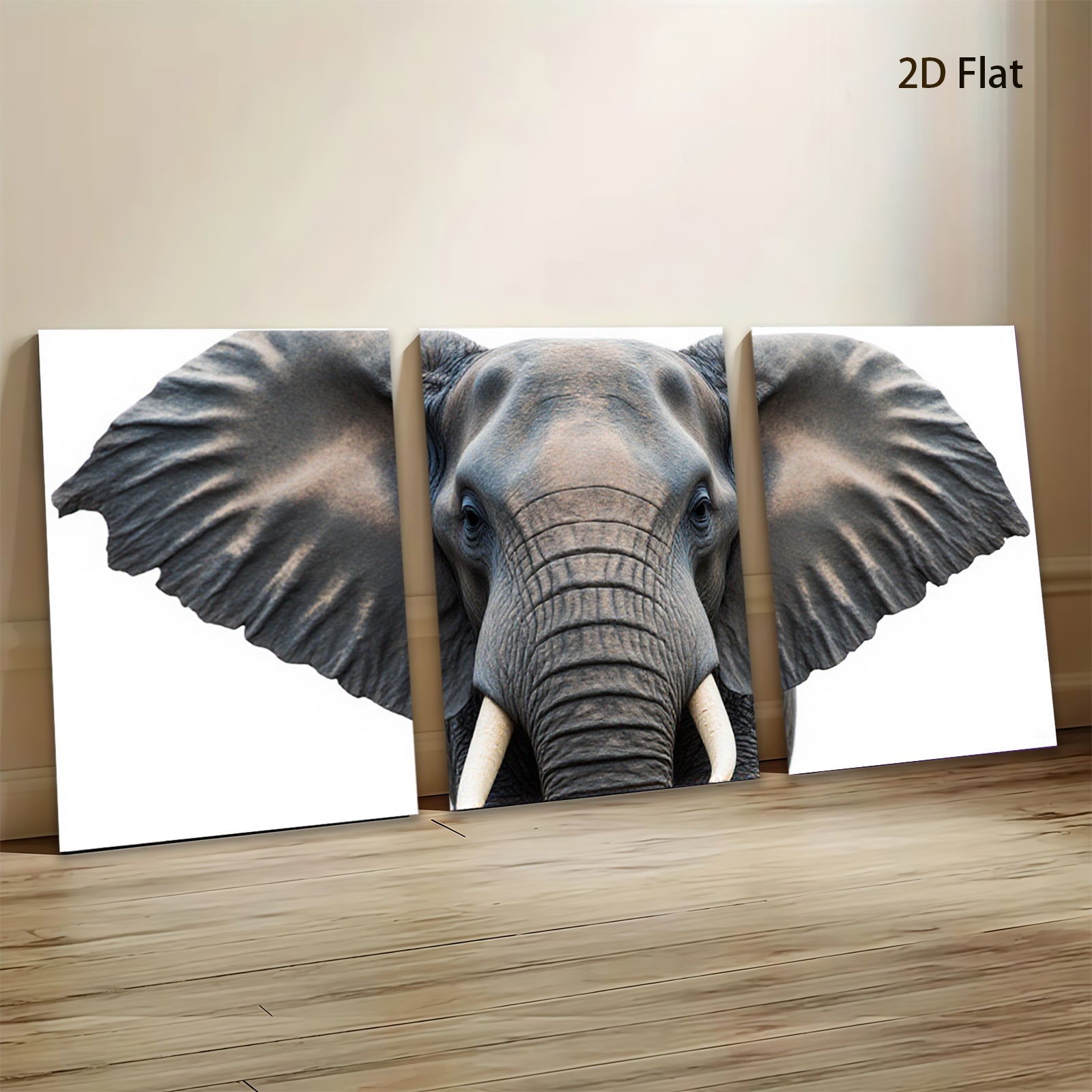 2D flat 1pc Majestic Elephant Portrait Wildlife Art Canvas Wall Decor Living Room Bedroom Modern Farmhouse Gallery Wrapped Timeless Art