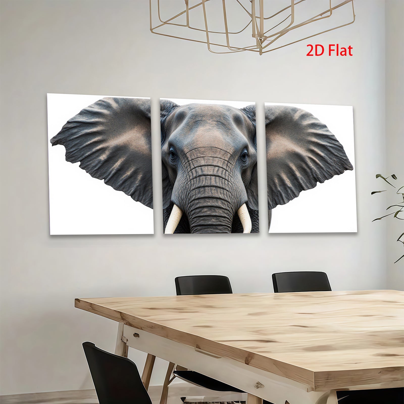 2D flat 1pc Majestic Elephant Portrait Wildlife Art Canvas Wall Decor Living Room Bedroom Modern Farmhouse Gallery Wrapped Timeless Art