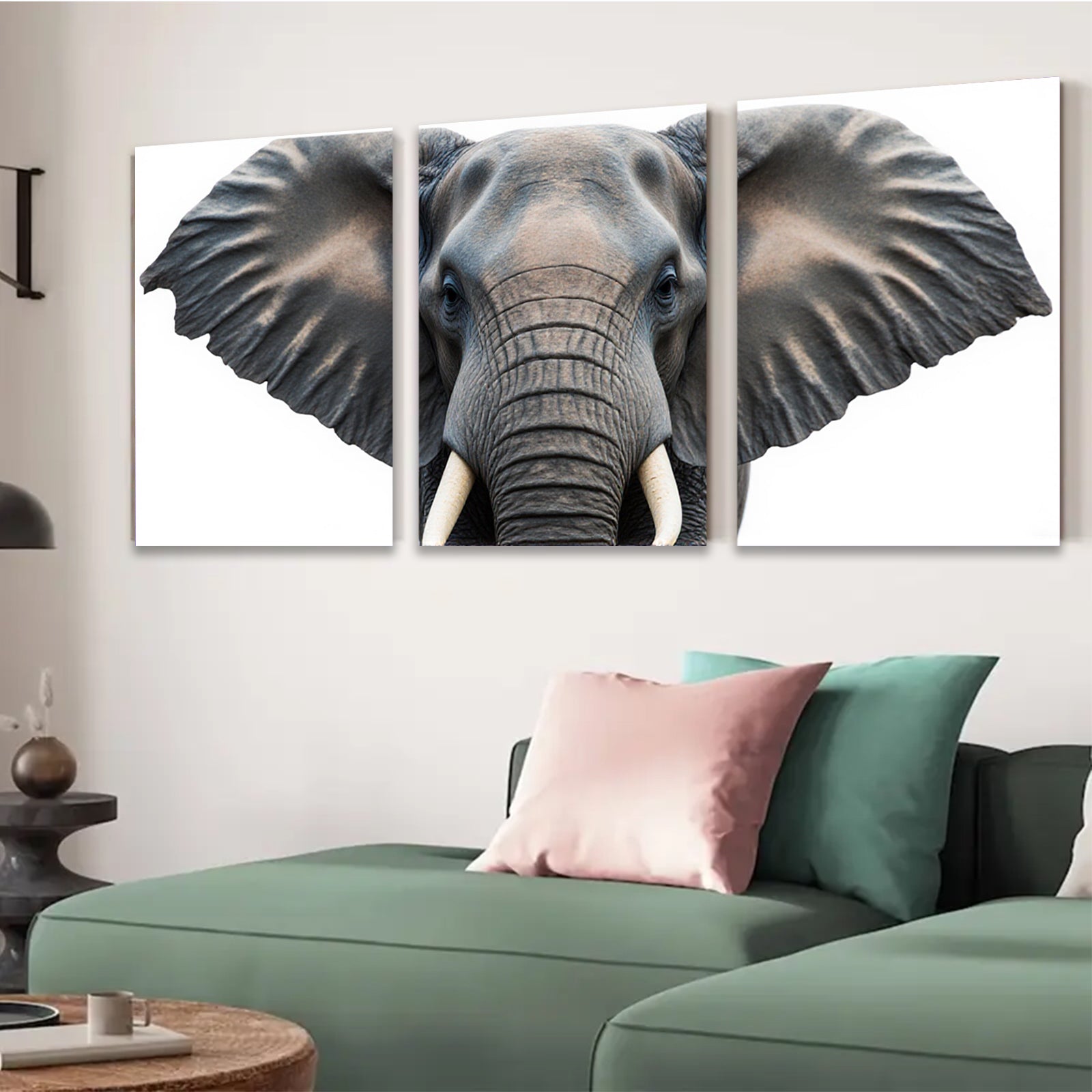 2D flat 1pc Majestic Elephant Portrait Wildlife Art Canvas Wall Decor Living Room Bedroom Modern Farmhouse Gallery Wrapped Timeless Art