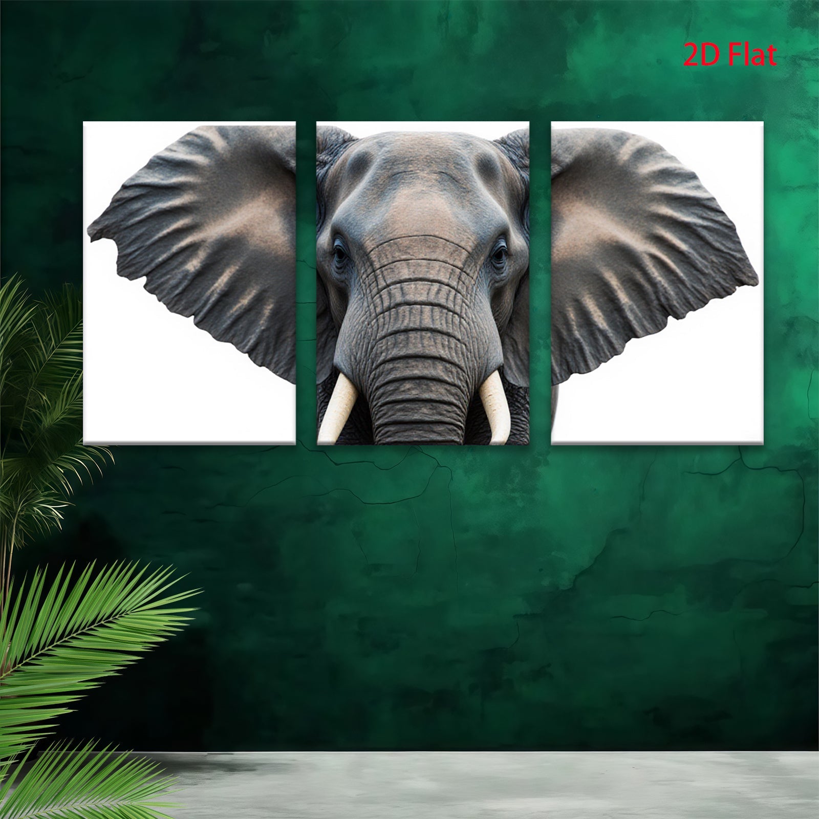 2D flat 1pc Majestic Elephant Portrait Wildlife Art Canvas Wall Decor Living Room Bedroom Modern Farmhouse Gallery Wrapped Timeless Art