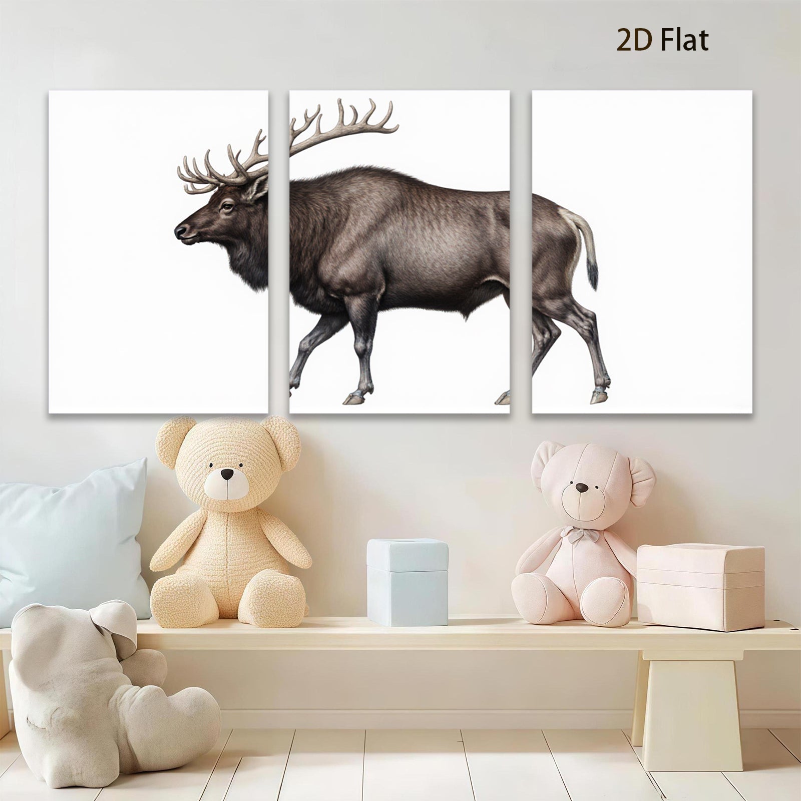 2D flat 1pc Majestic Elk Portrait Wildlife Art Canvas Wall Decor for Living Room Bedroom Gallery Wrapped Modern Farmhouse Rustic Home Accent