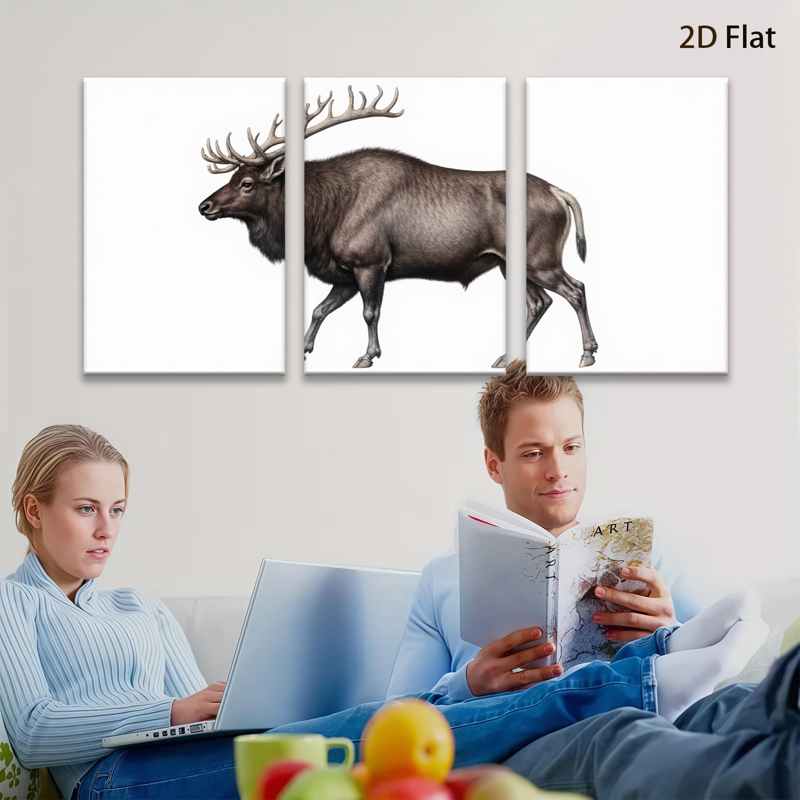 2D flat 1pc Majestic Elk Portrait Wildlife Art Canvas Wall Decor for Living Room Bedroom Gallery Wrapped Modern Farmhouse Rustic Home Accent