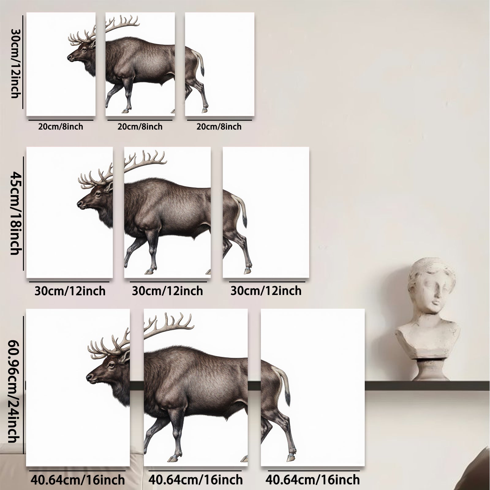 2D flat 1pc Majestic Elk Portrait Wildlife Art Canvas Wall Decor for Living Room Bedroom Gallery Wrapped Modern Farmhouse Rustic Home Accent