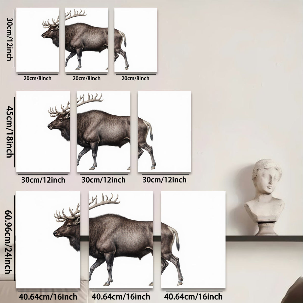 2D flat 1pc Majestic Elk Portrait Wildlife Art Canvas Wall Decor for Living Room Bedroom Gallery Wrapped Modern Farmhouse Rustic Home Accent