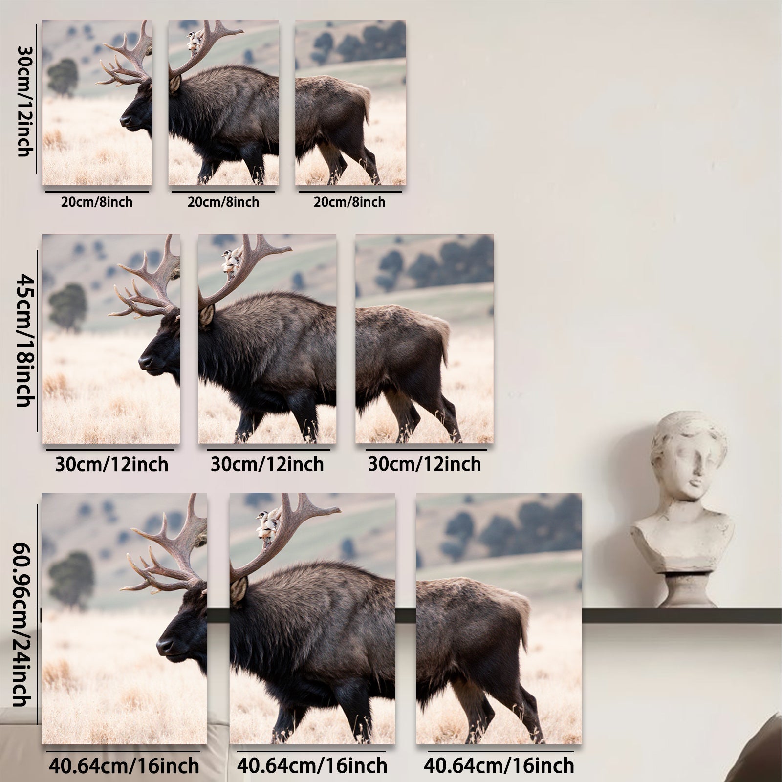 2D flat 1pc Majestic Elk Portrait Wildlife Canvas Wall Art for Living Room Bedroom Home Decor Farmhouse Style Modern Rustic Gallery Wrapped