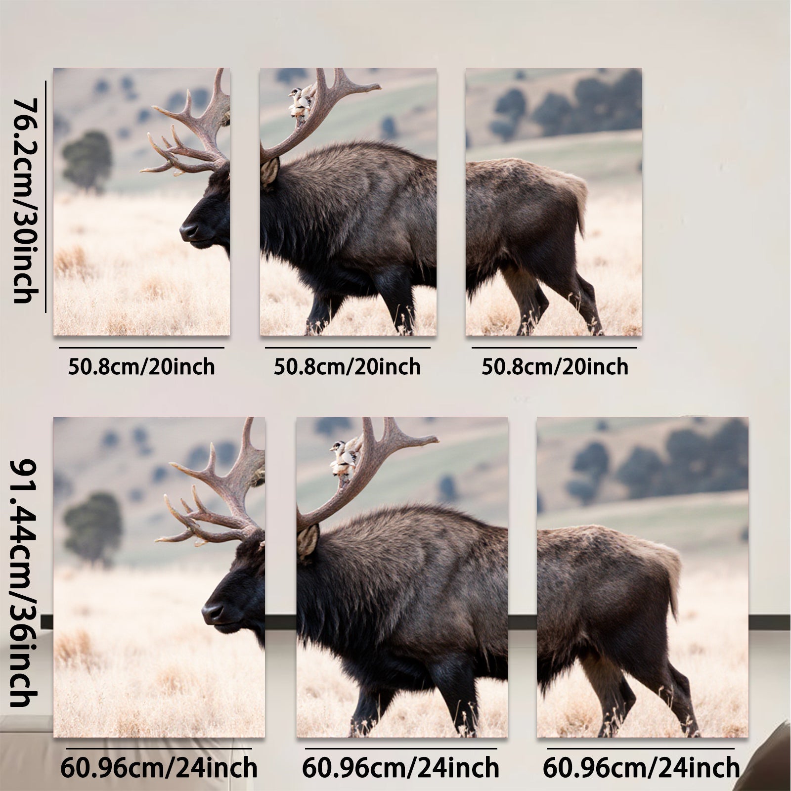 2D flat 1pc Majestic Elk Portrait Wildlife Canvas Wall Art for Living Room Bedroom Home Decor Farmhouse Style Modern Rustic Gallery Wrapped