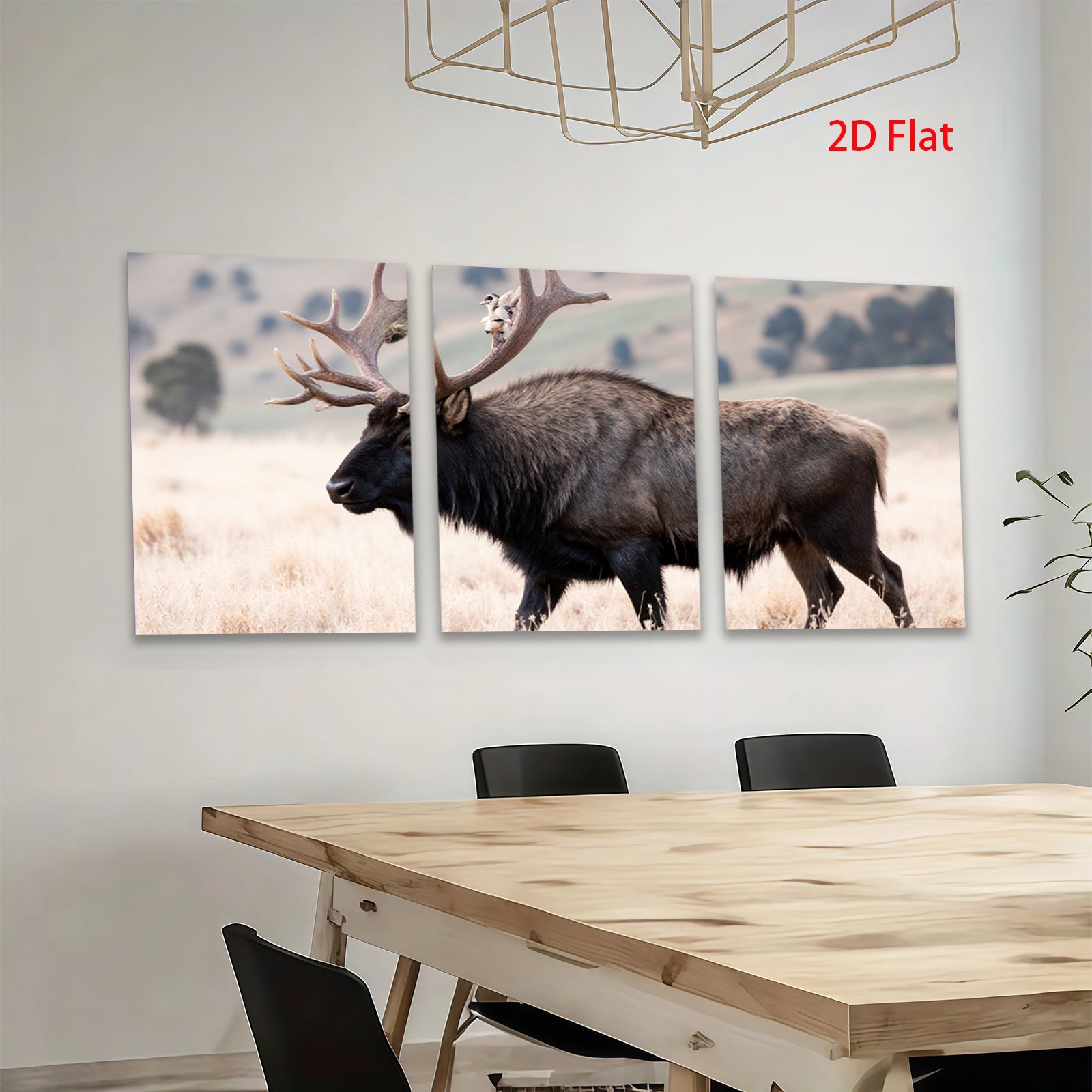 2D flat 1pc Majestic Elk Portrait Wildlife Canvas Wall Art for Living Room Bedroom Home Decor Farmhouse Style Modern Rustic Gallery Wrapped