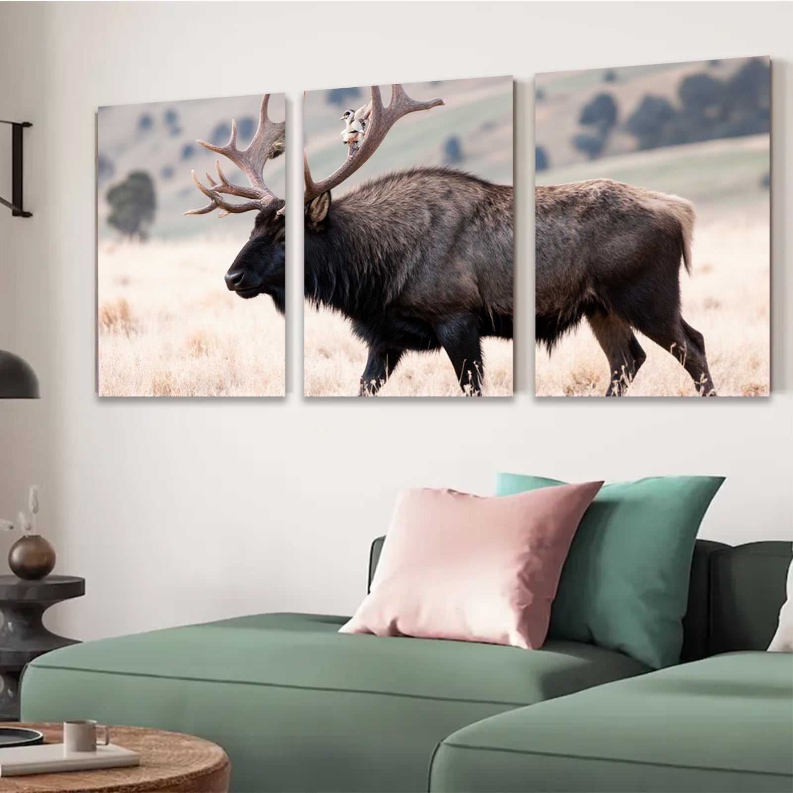2D flat 1pc Majestic Elk Portrait Wildlife Canvas Wall Art for Living Room Bedroom Home Decor Farmhouse Style Modern Rustic Gallery Wrapped
