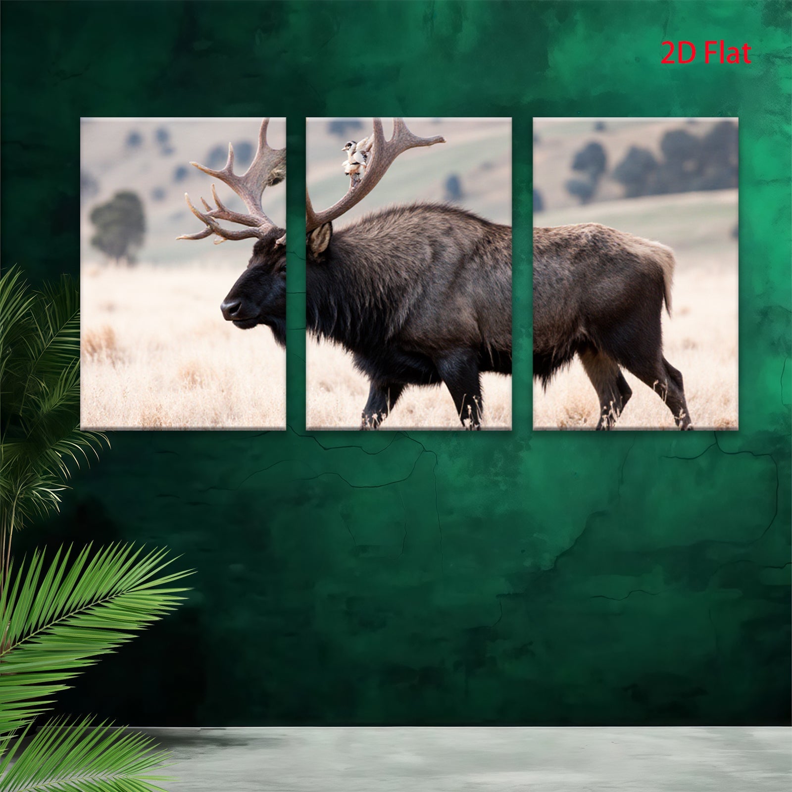 2D flat 1pc Majestic Elk Portrait Wildlife Canvas Wall Art for Living Room Bedroom Home Decor Farmhouse Style Modern Rustic Gallery Wrapped