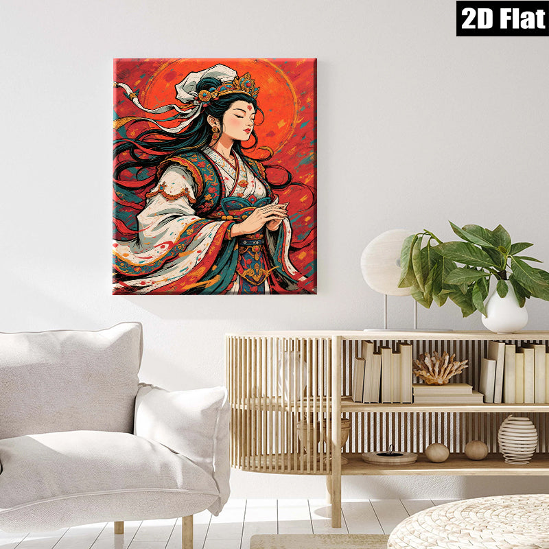 2D flat 1pc Majestic Empress Portrait Wall Art Canvas Prints for Living Room Bedroom Home Decor Farmhouse Style Gallery Wrapped Timeless Art