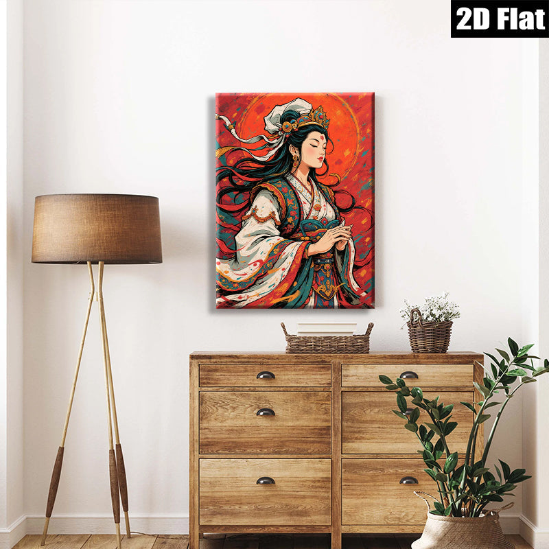 2D flat 1pc Majestic Empress Portrait Wall Art Canvas Prints for Living Room Bedroom Home Decor Farmhouse Style Gallery Wrapped Timeless Art