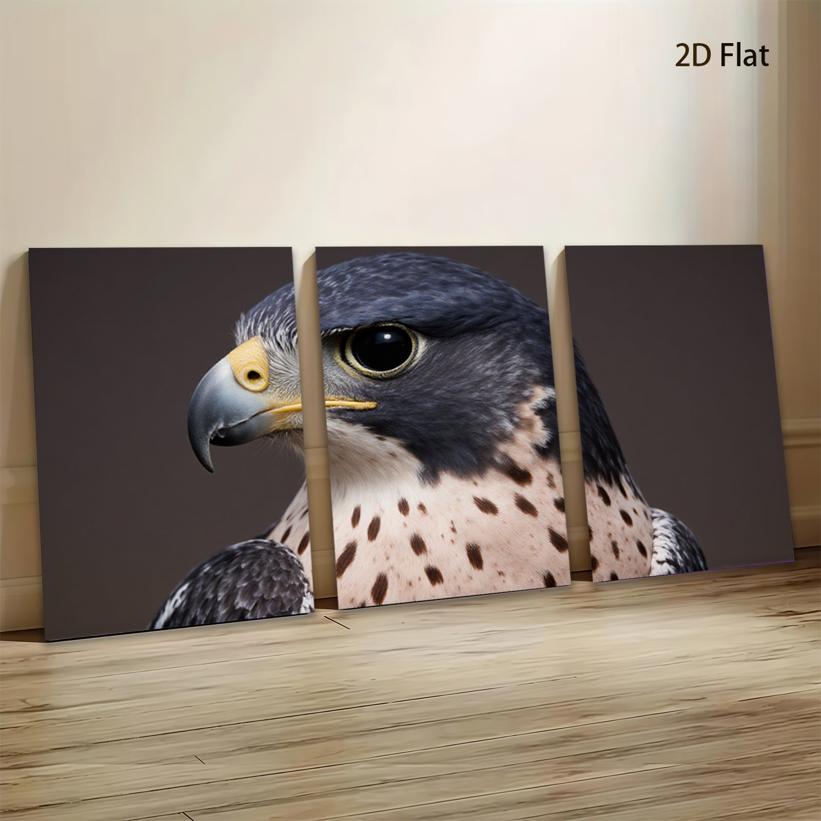 2D flat 1pc Majestic Falcon Portrait Wildlife Art Canvas Print for Living Room Bedroom Gallery Wall Decor Farmhouse Style Modern Minimalist