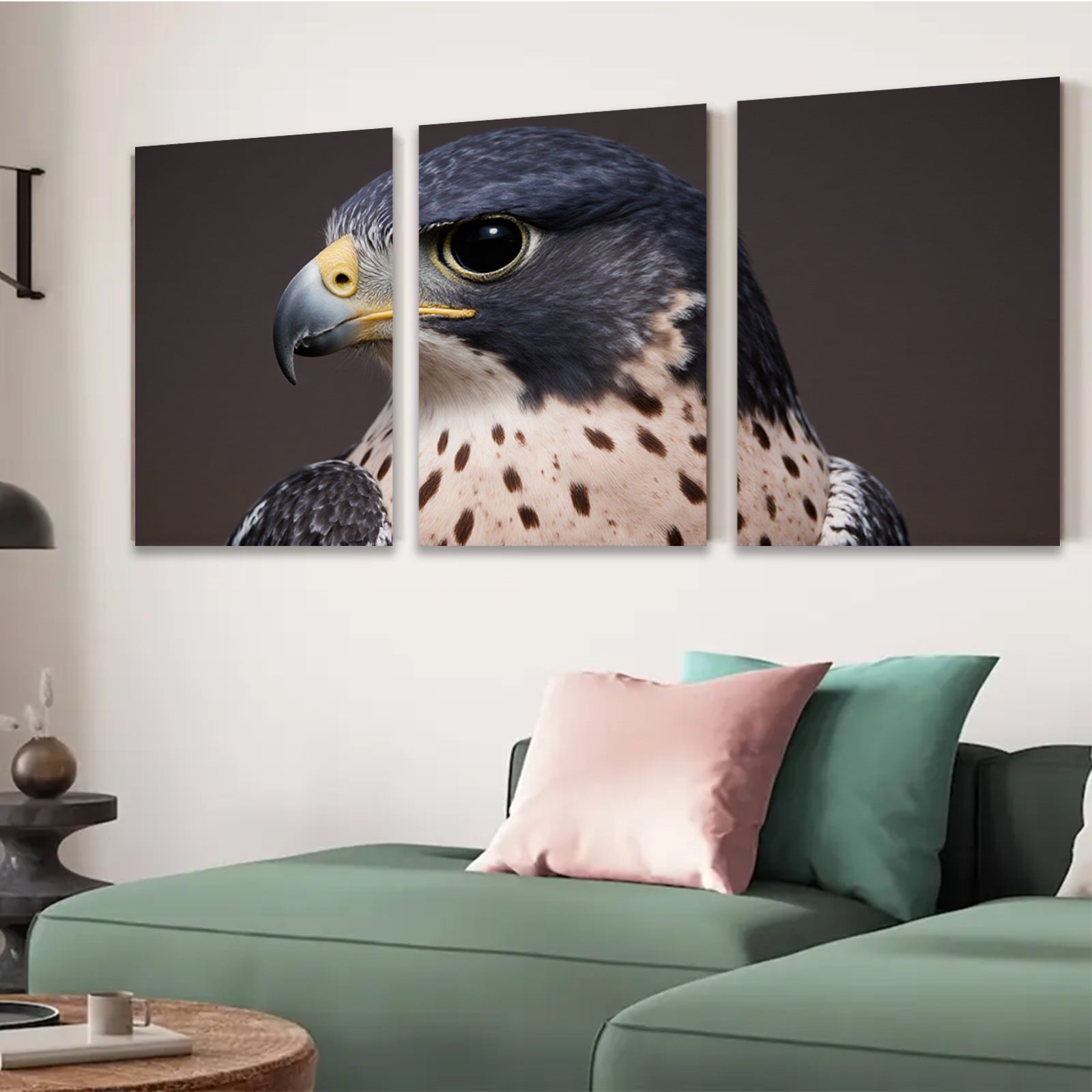 2D flat 1pc Majestic Falcon Portrait Wildlife Art Canvas Print for Living Room Bedroom Gallery Wall Decor Farmhouse Style Modern Minimalist