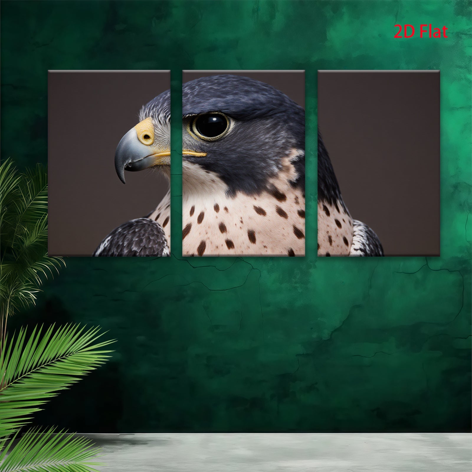 2D flat 1pc Majestic Falcon Portrait Wildlife Art Canvas Print for Living Room Bedroom Gallery Wall Decor Farmhouse Style Modern Minimalist