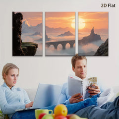 2D flat 1pc Majestic Fantasy Bridge Above Clouds Dreamscape Wall Art Decor Living Room Bedroom Modern Farmhouse Gallery Wrapped Canvas Prints