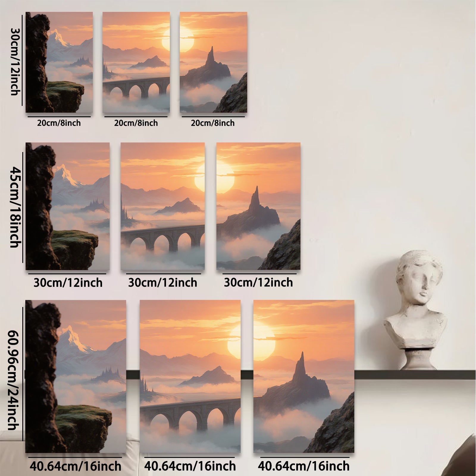 2D flat 1pc Majestic Fantasy Bridge Above Clouds Dreamscape Wall Art Decor Living Room Bedroom Modern Farmhouse Gallery Wrapped Canvas Prints