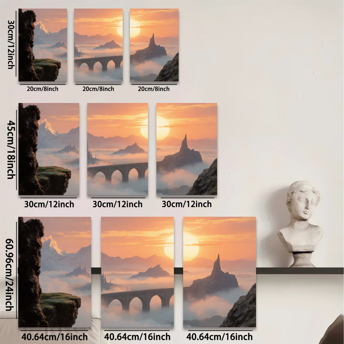 2D flat 1pc Majestic Fantasy Bridge Above Clouds Dreamscape Wall Art Decor Living Room Bedroom Modern Farmhouse Gallery Wrapped Canvas Prints
