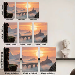 2D flat 1pc Majestic Fantasy Bridge Above Clouds Dreamscape Wall Art Decor Living Room Bedroom Modern Farmhouse Gallery Wrapped Canvas Prints