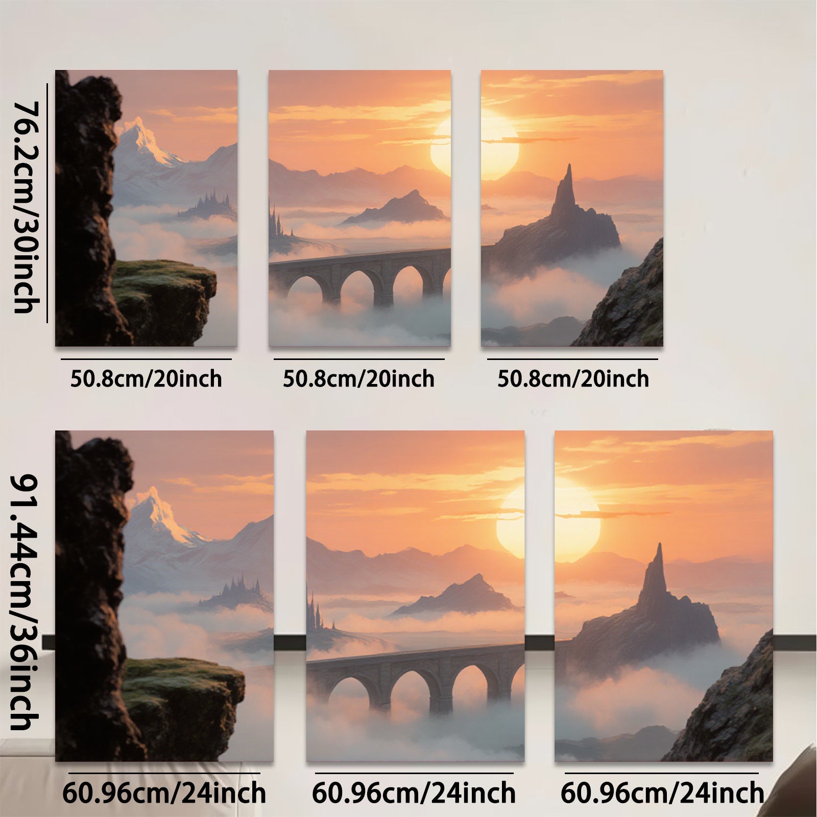 2D flat 1pc Majestic Fantasy Bridge Above Clouds Dreamscape Wall Art Decor Living Room Bedroom Modern Farmhouse Gallery Wrapped Canvas Prints